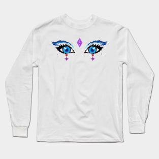 Beautiful Blue Eyes, Pixel Art. Long Sleeve T-Shirt